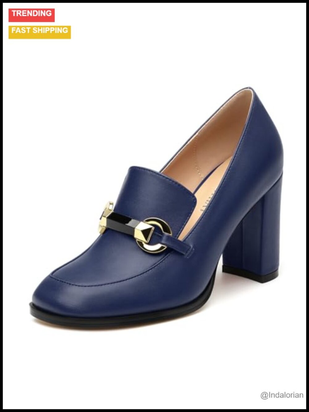 Women's Chunky Block Heel Closed Square Toe Slip On Loafers Pumps Work Dress